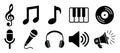Set audio icons, group musical notes signs Ã¢â¬â vector Royalty Free Stock Photo